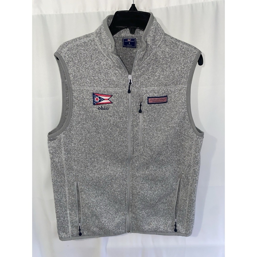 Vineyard Vines Vest Gray Outdoor Fleece Sweater Preppy Casual Mens Small Ohio